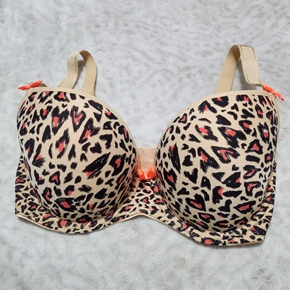 Freya Animal Print Underwire Molded Plunge Women's Bra Size 30H - Picture 2 of 11